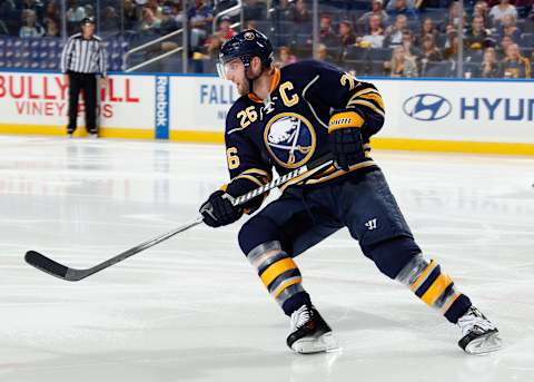 BUFFALO, NY – OCTOBER 10: Thomas Vanek #26 of the Buffalo Sabres skates against the Columbus Blue Jackets at First Niagara Center on October 10, 2013 in Buffalo, New York. (Photo by Jen Fuller/Getty Images)