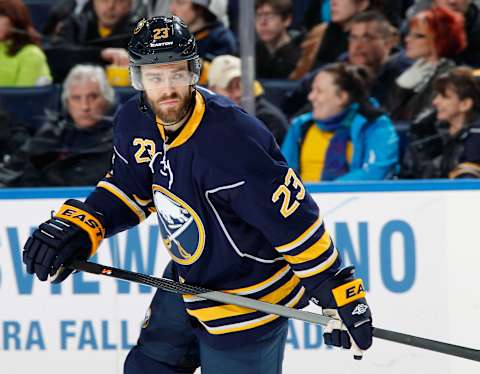 BUFFALO, NY – JANUARY 21: Ville Leino #23 of the Buffalo Sabres skates against the Florida Panthers at First Niagara Center on January 21, 2014 in Buffalo, New York. (Photo by Jen Fuller/Getty Images)