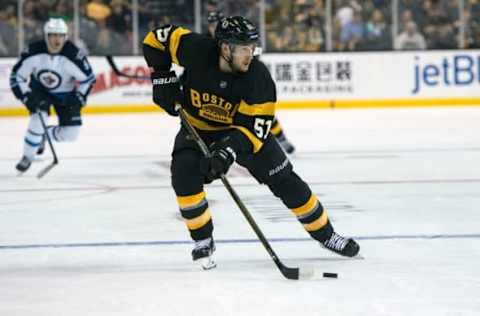 Nov 19, 2016; Boston, MA, USA; Boston Bruins center Ryan Spooner (51) skates with the puck during the 3rd period at TD Garden. The Bruins won 4-1. Mandatory Credit: Gregory J. Fisher-USA TODAY Sports