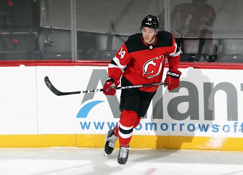 Nathan Bastian #14 of the New Jersey Devils (Photo by Bruce Bennett/Getty Images)