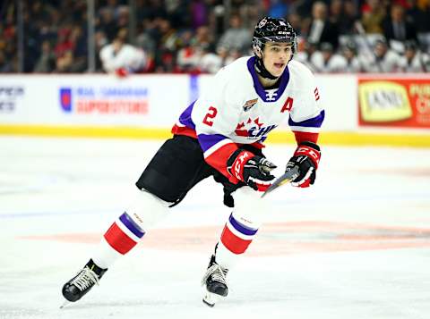 Braden Schneider #2 of Team White skates during the 2020 CHL/NHL Top Prospects Game Photo by Vaughn Ridley/Getty Images)