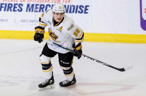 WINDSOR, ONTARIO – FEBRUARY 18: Forward Jamieson Rees #39 of the Sarnia Sting skates against the Windsor Spitfires at the WFCU Centre on February 18, 2020 in Windsor, Ontario, Canada. (Photo by Dennis Pajot/Getty Images)