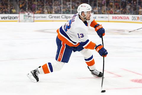 Mathew Barzal #13 of the New York Islanders. (Photo by Adam Glanzman/Getty Images)