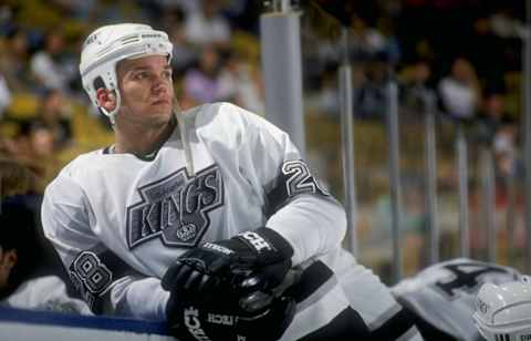 Apr. 18, 1998: Defenseman Philippe Boucher of the Los Angeles Kings in action during a game against the Anaheim Mighty Ducks at the Great Western Forum in Inglewood, California. The Ducks defeated the Kings 4-1. Mandatory Credit: Elsa Hasch /Allsport