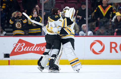 Jeremy Swayman #1, Linus Ullmark #35, Boston Bruins (Photo by Derek Cain/Getty Images)