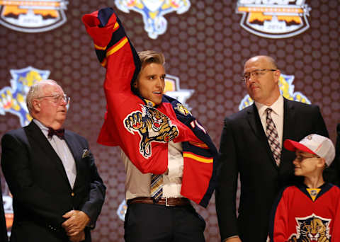 Jun 27, 2014; Philadelphia, PA, USA; Aaron Ekblad Mandatory Credit: Bill Streicher-USA TODAY Sports