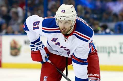 Nov 19, 2015; Tampa, FL, USA; New York Rangers left wing Rick Nash (61) during the first period at Amalie Arena. Mandatory Credit: Kim Klement-USA TODAY Sports