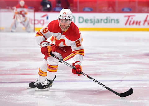 Dillon Dube #29 of the Calgary Flames. (Photo by Minas Panagiotakis/Getty Images)