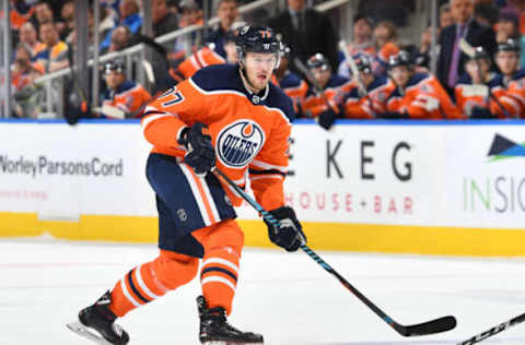 EDMONTON, AB – MARCH 14: Oscar Klefbom #77 of the Edmonton Oilers skates during the game against the San Jose Sharks on March 14, 2018 at Rogers Place in Edmonton, Alberta, Canada. (Photo by Andy Devlin/NHLI via Getty Images) *** Local Caption *** Oscar Klefbom