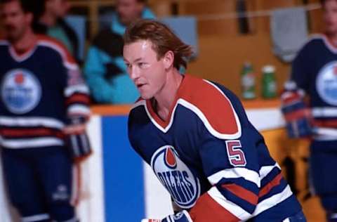 Steve Smith #5, Edmonton Oilers. (Photo by Graig Abel/Getty Images)