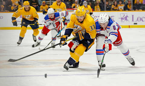 Viktor Arvidsson #33 of the Nashville Predators. (Photo by Frederick Breedon/Getty Images)