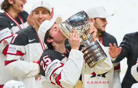 Owen Power #25 of Team Canada. (Photo by EyesWideOpen/Getty Images)