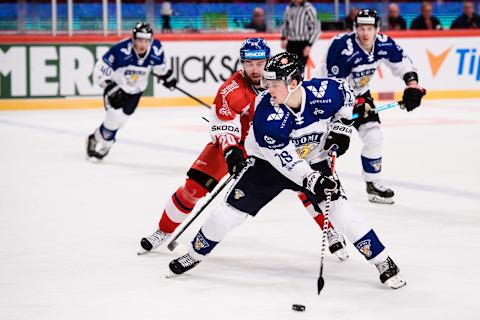 Finland’s Lauri Pajuniemi (Photo by Erik SIMANDER / TT News Agency / AFP) / Sweden OUT (Photo by ERIK SIMANDER/TT News Agency/AFP via Getty Images)