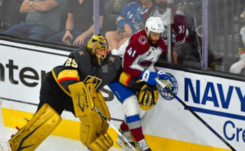 Colorado Avalanche center Pierre-Edouard Bellemare (41) Mandatory Credit: Stephen R. Sylvanie-USA TODAY Sports