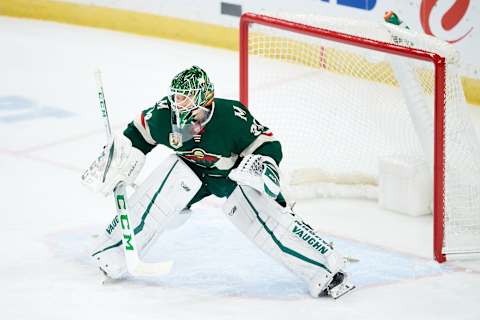 Kaapo Kahkonen #34 of the Minnesota Wild. (Photo by Hannah Foslien/Getty Images)