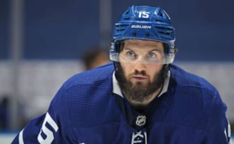 Alexander Kerfoot #15 of the Toronto Maple Leafs (Photo by Claus Andersen/Getty Images)