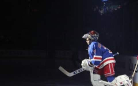 Igor Shesterkin #31 of the New York Rangers skates out to face the Detroit Red Wings