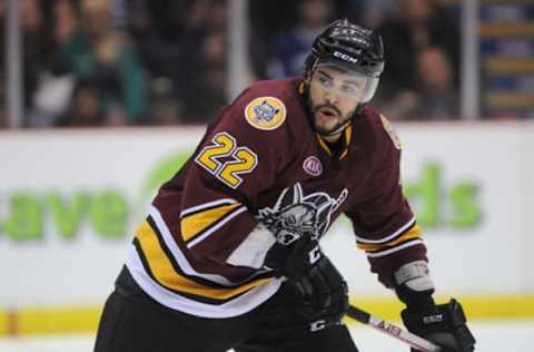 ABBOTSFORD, BC – JANUARY 11: Darren Archibald #22 of the Chicago Wolves skates on the ice at Abbotsford Entertainment and Sports Centre on January 11, 2013, in Abbotsford, Canada. (Photo by Amy Williams/Getty Images)