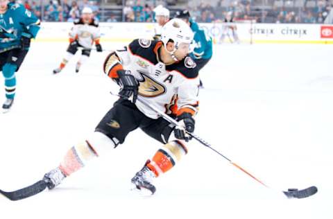 SAN JOSE, CA – SEPTEMBER 18: Anaheim Ducks left wing Andrew Cogliano (7) cycles during the San Jose Sharks game versus the Anaheim Ducks on September 18, 2018, at SAP Center at San Jose in San Jose, CA. (Photo by Matt Cohen/Icon Sportswire via Getty Images)