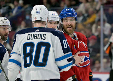 Sep 29, 2022; Montreal, Quebec, CAN; Pierre-Luc Dubois (Mandatory Credit: Eric Bolte-USA TODAY Sports