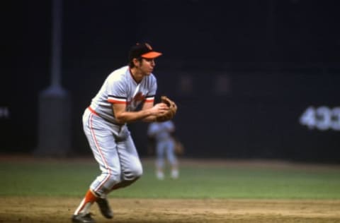 UNSPECIFIED – CIRCA 1970: Brooks Robinson #5 of the Baltimore Orioles fields a ground ball during an Major League Baseball game circa 1970. Robinson played for the Orioles from 1955-77. (Photo by Focus on Sport/Getty Images)