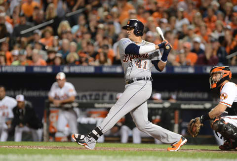 BALTIMORE, MD – OCTOBER 02: Victor Marrtinez #41 of the Detroit Tigers bats during Game One of the American League Division Series against the Baltimore Orioles at Oriole Park at Camden Yards on October 2, 2014 in Baltimore, Maryland. The Orioles defeated the Tigers 12-3. (Photo by Mark Cunningham/MLB Photos via Getty Images)