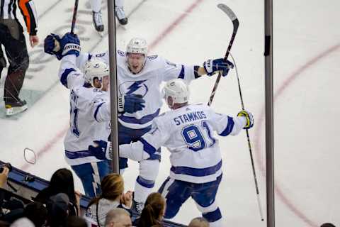 COLUMBUS, OH – APRIL 16: Tampa Bay Lightning (Photo by Adam Lacy/Icon Sportswire via Getty Images)