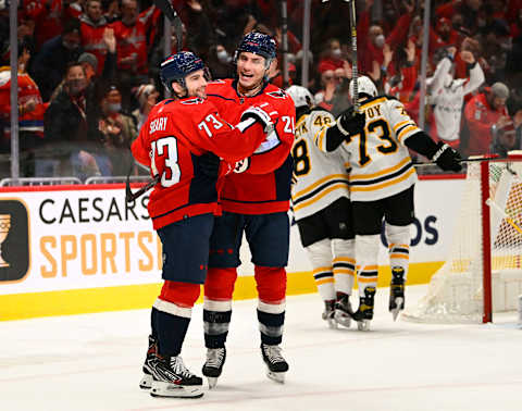 Conor Sheary, Garnet Hathaway, Washington Capitals Mandatory Credit: Brad Mills-USA TODAY Sports