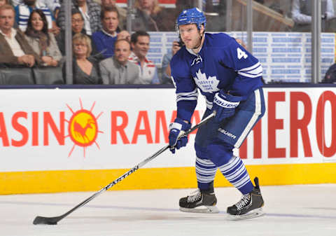 TORONTO, ON – OCTOBER 28: Cody Franson #4 of the Toronto Maple Leafs skates during NHL game action against the Buffalo Sabres October 28, 2014 at the Air Canada Centre in Toronto, Ontario, Canada. (Photo by Graig Abel/NHLI via Getty Images)