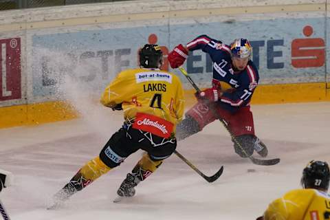 John-Jason Peterka of Salzburg. (Photo by Stephan Woldron/SEPA.Media /Getty Images)