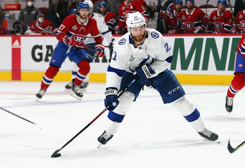 Brayden Point #21 of the Tampa Bay Lightning. (Photo by Bruce Bennett/Getty Images)