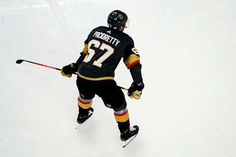 LAS VEGAS, NEVADA – NOVEMBER 29: Max Pacioretty #67 of the Vegas Golden Knights skates during the second period against the Arizona Coyotes at T-Mobile Arena on November 29, 2019 in Las Vegas, Nevada. (Photo by Jeff Bottari/NHLI via Getty Images)