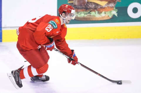 VANCOUVER , BC – JANUARY 4: Kirill Slepets #29 of Russia skates against the United States during a semi-final game at the IIHF World Junior Championships at Rogers Arena on January 4, 2019 in Vancouver, British Columbia, Canada. (Photo by Kevin Light/Getty Images)