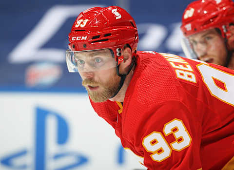 Sam Bennett #93 of the Calgary Flames. (Photo by Claus Andersen/Getty Images)