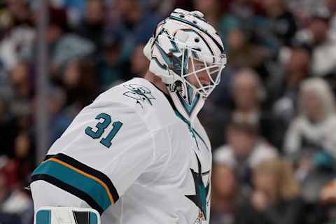 Martin Jones #31 of the San Jose Sharks. (Photo by Matthew Stockman/Getty Images)