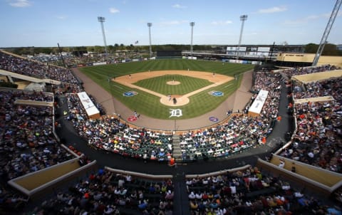 Mar 8, 2016; Lakeland, FL, USA; An overall view of the game between the Detroit Tigers and theTampa Bay Rays during the sixth inning at Joker Marchant Stadium. Mandatory Credit: Butch Dill-USA TODAY Sports