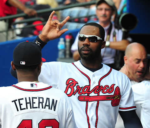 Jason Heyward and Julio Tehran(Photo by Scott Cunningham/Getty Images)