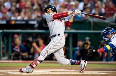 WASHINGTON, DC – JULY 17: Mookie Betts #50 of the Boston Red Sox bats during the first inning of the 89th MLB All-Star Game at Nationals Park Tuesday, July 17, 2018 in Washington, DC. (Photo by Billie Weiss/Boston Red Sox/Getty Images)