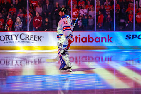 New York Rangers goaltender Henrik Lundqvist (30) stands during the national anthem Credit: Sergei Belski-USA TODAY Sports