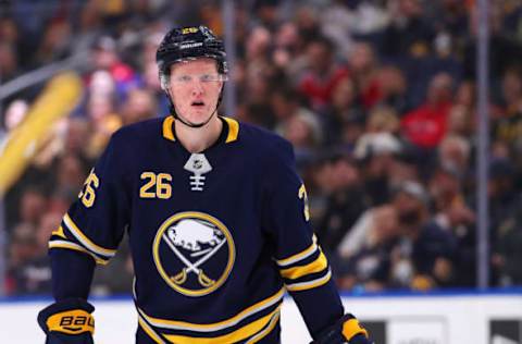 BUFFALO, NY – OCTOBER 25: Rasmus Dahlin #26 of the Buffalo Sabres during the game against the Montreal Canadiens on October 25, 2018 in Buffalo, New York. (Photo by Kevin Hoffman/Getty Images)