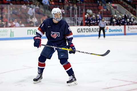 Max Gildon #8 of the U.S. National Under-18 Team. (Photo by Richard T Gagnon/Getty Images)