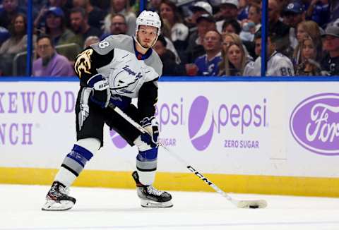 Tampa Bay Lightning, Mikhail Sergachev #98 (Photo by Mike Ehrmann/Getty Images)