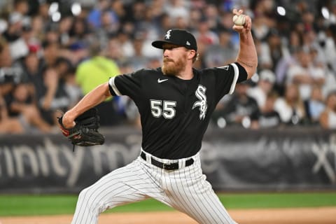 CHICAGO, IL – AUGUST 02: Jake Diekman #55 of the Chicago White Sox pitches against the Kansas City Royals at Guaranteed Rate Field on August 2, 2022 in Chicago, Illinois. (Photo by Jamie Sabau/Getty Images)