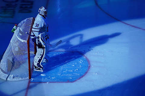 Frederik Andersen #31 of the Toronto Maple Leafs. (Photo by Andre Ringuette/Freestyle Photo/Getty Images)