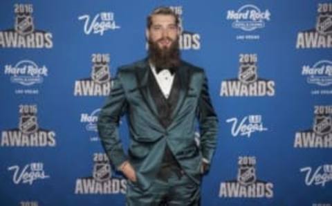 Brent Burns walks the red carpet during the 2016 NHL Awards after finishing third in voting for the Norris Trophy: Joshua Dahl-USA TODAY Sports