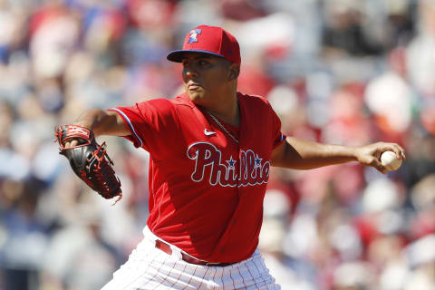 Southpaw Suarez could give the Phillies a solid five-slot arm in a six-man rotation because of many doubleheaders this season. Photo by Michael Reaves/Getty Images.