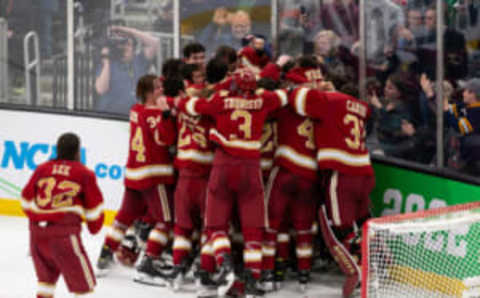 BOSTON, MA – APRIL 9: The Denver Pioneers capture the NCAA title 5-1 against the Minnesota State Mavericks during the 2022 NCAA Division I Men’s Hockey Frozen Four Championship game at TD Garden on April 9, 2022 in Boston, Massachusetts. (Photo by Richard T Gagnon/Getty Images)