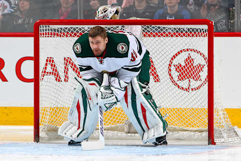 WINNIPEG, MB – APRIL 7: Goaltender Ilya Bryzgalov #30 of the Minnesota Wild looks on prior to puck drop against the Winnipeg Jets at the MTS Centre on April 7, 2014 in Winnipeg, Manitoba, Canada. (Photo by Jonathan Kozub/NHLI via Getty Images)