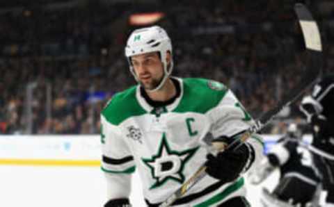 LOS ANGELES, CA – APRIL 07: Jamie Benn #14 of the Dallas Stars looks on after scoring a goal during the first period of a game against the Los Angeles Kings at Staples Center on April 7, 2018 in Los Angeles, California. (Photo by Sean M. Haffey/Getty Images)