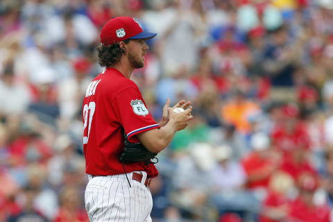 Nola will be on the mound in Clearwater when you see the Phils again on TV. Photo by Justin K. Aller/Getty Images.